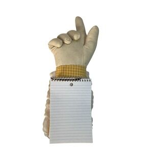 Hand Shaped Novelty Memo Holder Notepad‎ Display Fabric Yellow Gingham